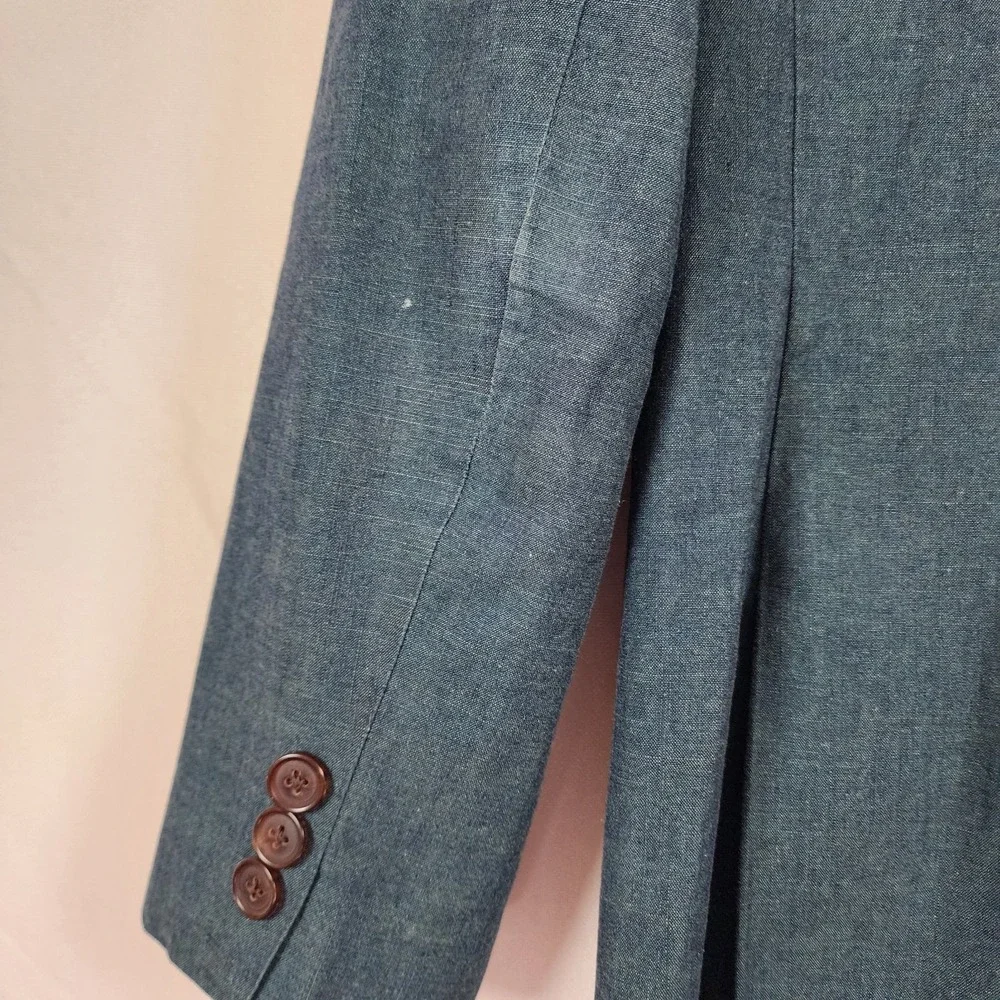Frank and Oak Blazer Laurier Fit Heather Blue Classic Preppy Quiet Luxury Sz 36